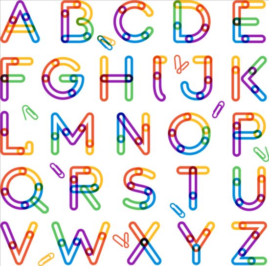 Colored alphabet whit paper clip vector