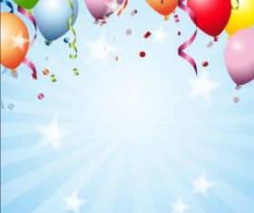 Colored balloons with star birthday background vector