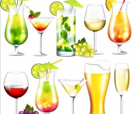 Colored cocktail vector set 01