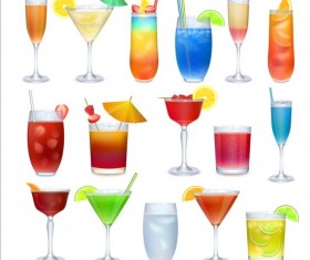 Colored cocktail vector set 02