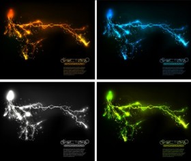 Colored lightning flash background vector set