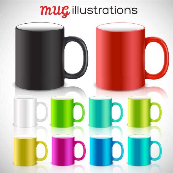 Colored mug illustration vector