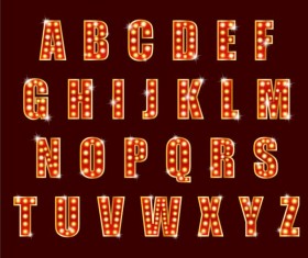 Colored neon alphabet vector design