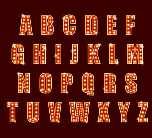 Colored neon alphabet vector design