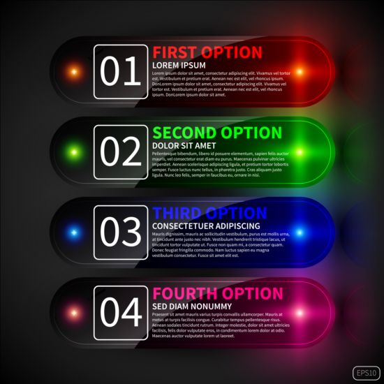 Colored neon infographic vectors 01