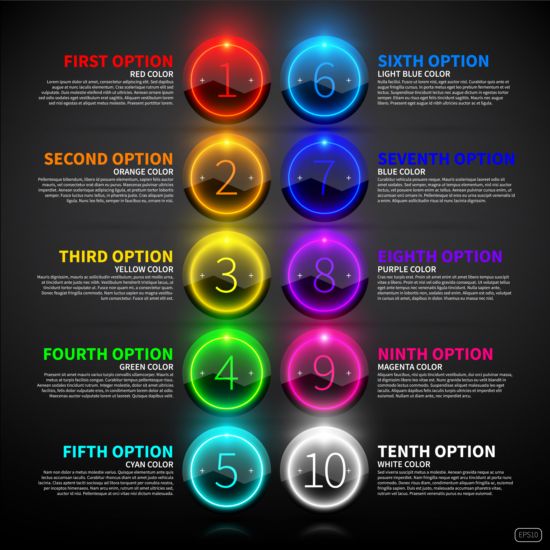 Colored neon infographic vectors 03