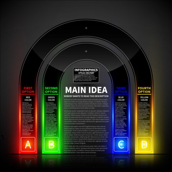 Colored neon infographic vectors 04