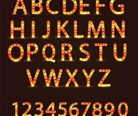 Colored neon number with alphabet vector 01