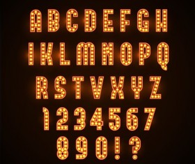 Colored neon number with alphabet vector 02