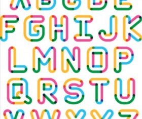 Colored outlines alphabet vector