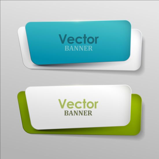 Colored paper banners set vector 01