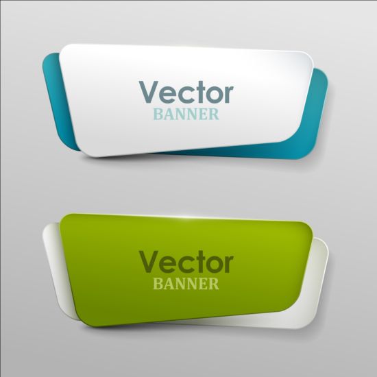 Colored paper banners set vector 02