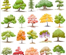 Colored trees vector set