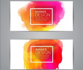 Colorful paint with banners vector 01