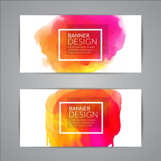 Colorful paint with banners vector 01