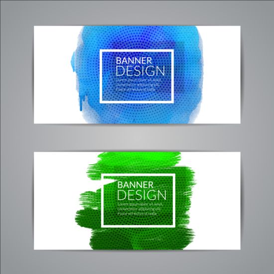 Colorful paint with banners vector 02