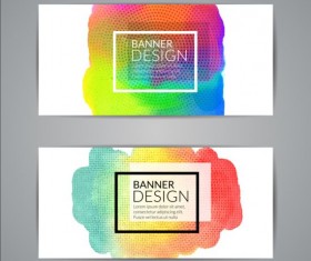 Colorful paint with banners vector 03