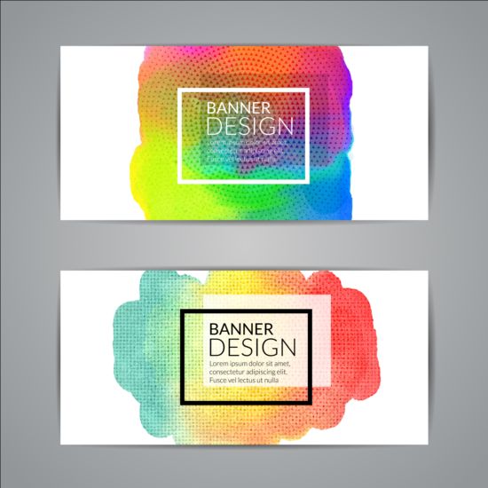 Colorful paint with banners vector 03