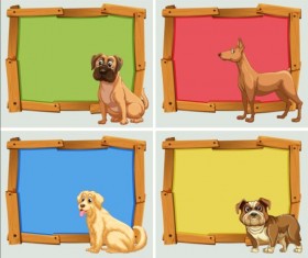 Cute animal and wooden photo frame vector 02