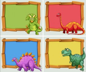 Cute animal and wooden photo frame vector 11