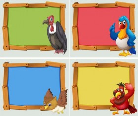 Cute animal and wooden photo frame vector 12
