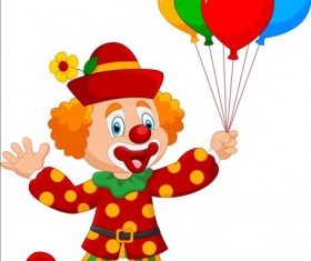 Cute clown with colored balloon vector