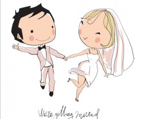 Cute wedding card hand drawn vector 01