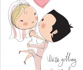 Cute wedding card hand drawn vector 02