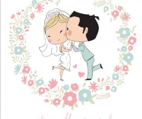 Cute wedding card hand drawn vector 09