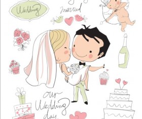 Cute wedding card hand drawn vector 12 free download