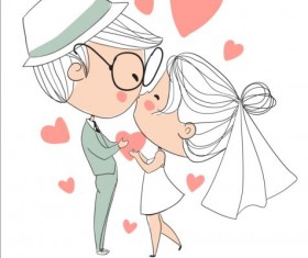 Cute wedding card hand drawn vector 13