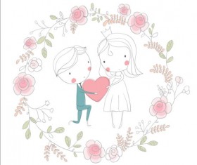 Cute wedding card hand drawn vector 14