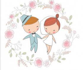 Cute wedding card hand drawn vector 17