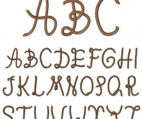 Dark color rope alphabet vector
