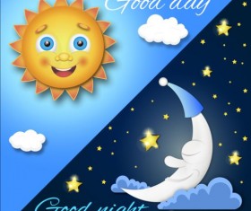 Day and night cartoon vector background