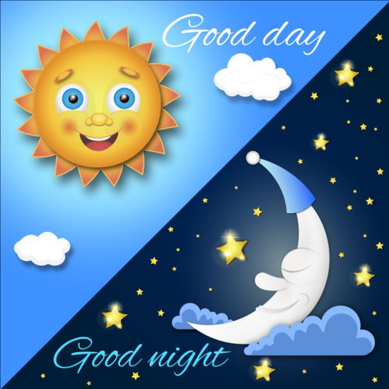 Day and night cartoon vector background free download