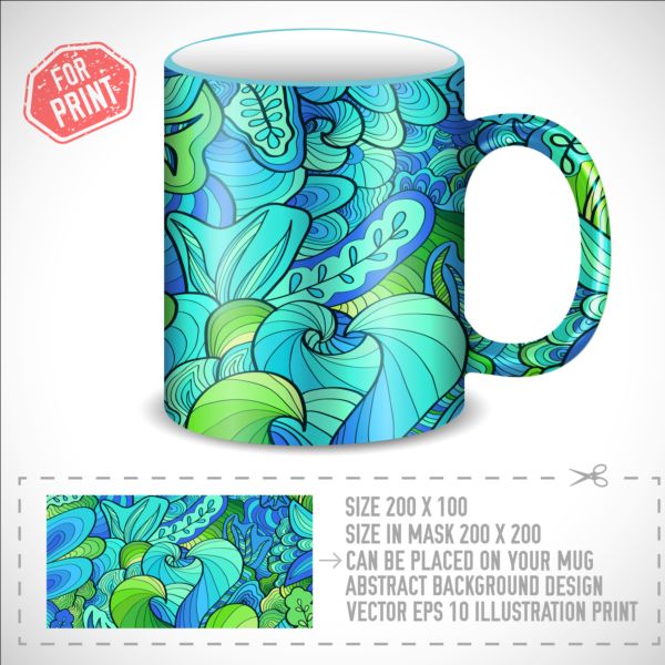 Decor floral with mug vector material 03