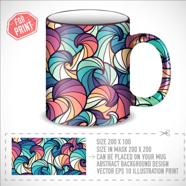 Decor floral with mug vector material 04