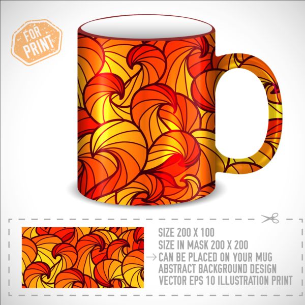 Decor floral with mug vector material 05