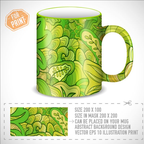 Decor floral with mug vector material 06