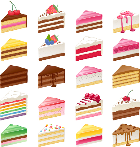 Delicious cakes vector illustration