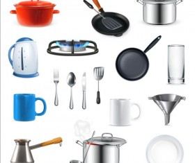 Different Kitchen utensils vector set 01