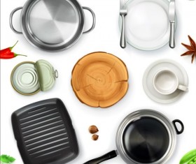 Different Kitchen utensils vector set 02