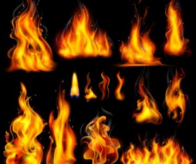 Different fire flames vector set