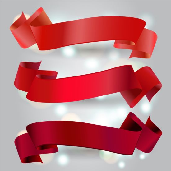 Dynamic red ribbons vectors
