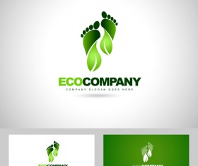 Eco company logos with business card vector 02