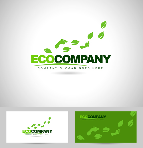 Eco company logos with business card vector 03