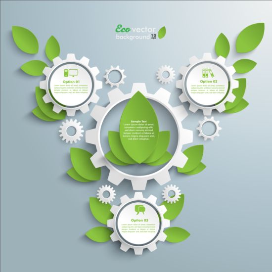 Eco infographic with gearwheel vector material 01