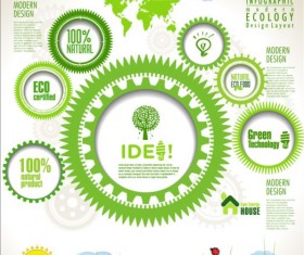 Eco infographic with gearwheel vector material 02