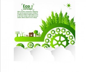 Eco infographic with gearwheel vector material 03